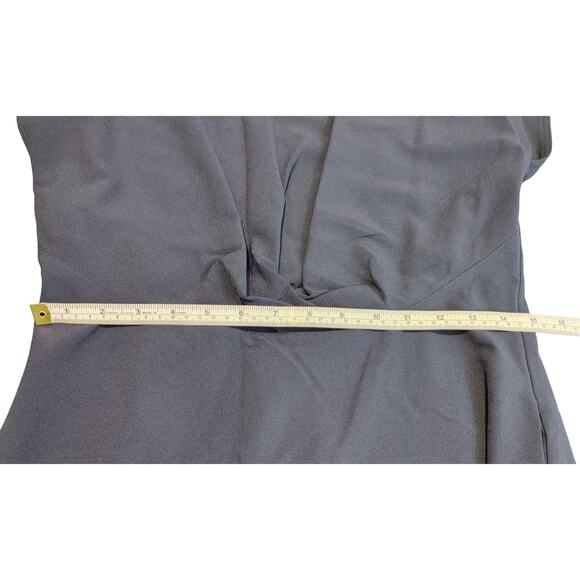 Tahari ASL V-Neck Twist Front Fit & Flare Dress Knee Length Navy Womens Size 6 - Picture 9 of 9